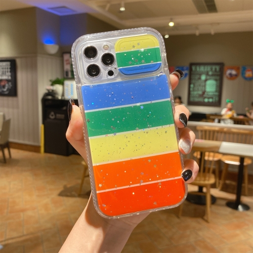 

Sliding Camera Cover Design Rainbow Epoxy TPU + PC Shockproof Case For iPhone 13 Pro(Rainbow Pattern 10)