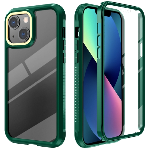 

C1 2 in 1 Shockproof TPU + PC Protective Case with PET Screen Protector For iPhone 13 mini(Dark Green)