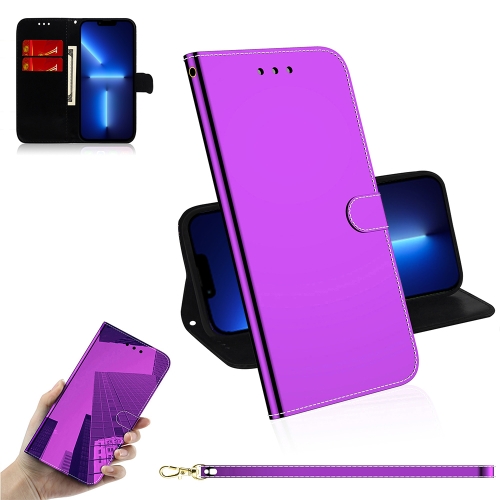 

Imitated Mirror Surface Horizontal Flip Leather Case with Holder & Card Slots & Wallet & Lanyard For iPhone 13 Pro(Purple)