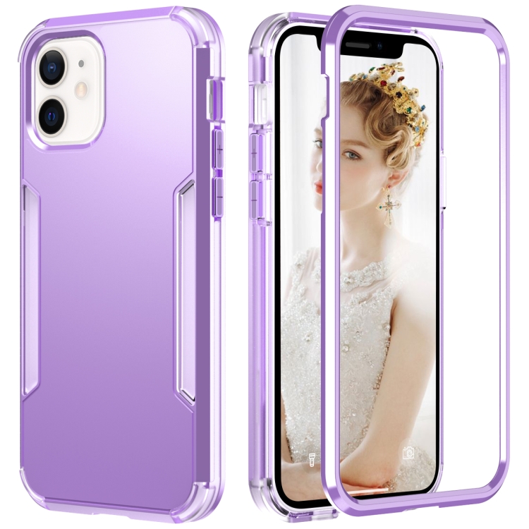 

3 in 1 Solid Color Shockproof PC + TPU Protective Case For iPhone 13(Purple)
