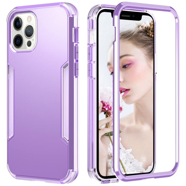 

3 in 1 Solid Color Shockproof PC + TPU Protective Case For iPhone 13 Pro(Purple)