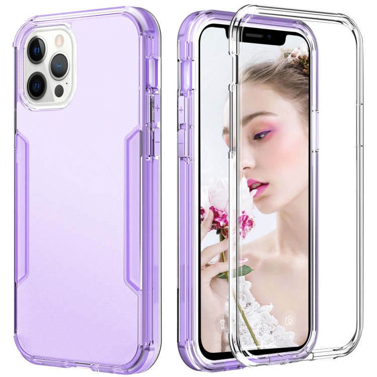 

3 in 1 Translucent Color Shockproof PC + TPU Protective Case For iPhone 13 Pro(Purple)