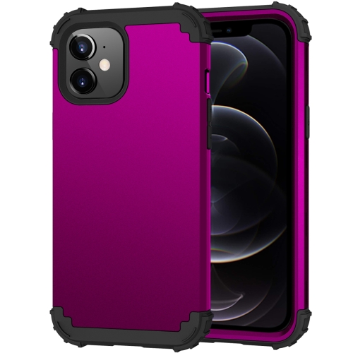 

3 in 1 Shockproof PC + Silicone Protective Case For iPhone 12 / 12 Pro(Dark Purple + Black)