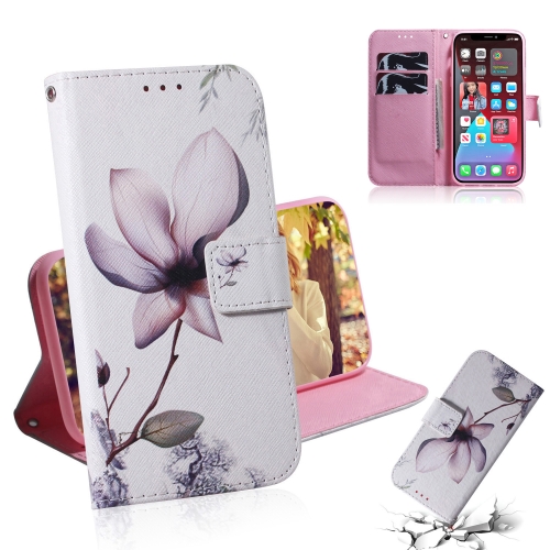 

Coloured Drawing Horizontal Flip Leather Case, with Holder & Card Slots & Wallet For iPhone 13 Pro Max(Magnolia Flower)