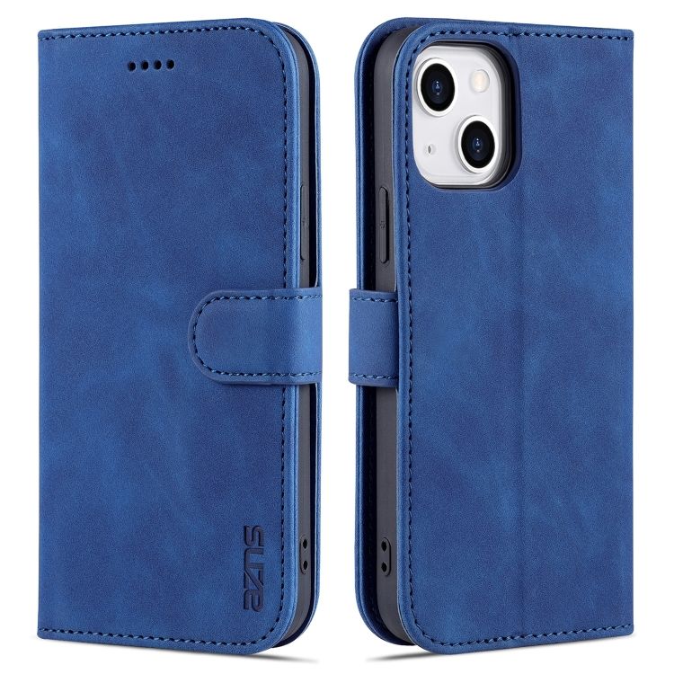 

AZNS Skin Feel Calf Texture Horizontal Flip Leather Case with Card Slots & Holder & Wallet For iPhone 13(Blue)