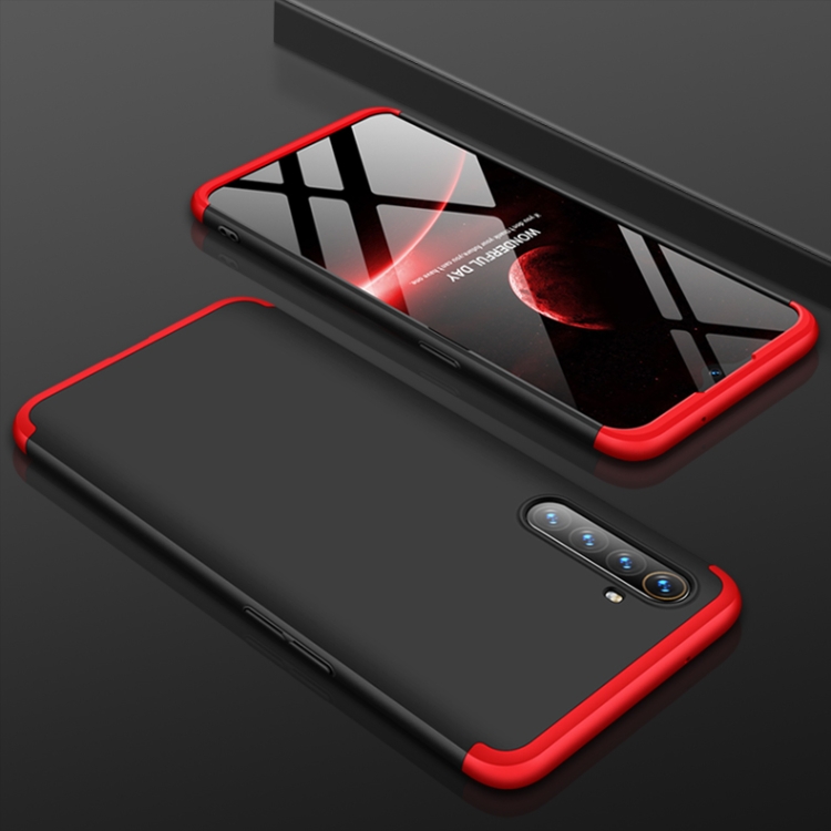 

For OPPO Realme XT GKK Three Stage Splicing Full Coverage PC Protective Case(Black Red)