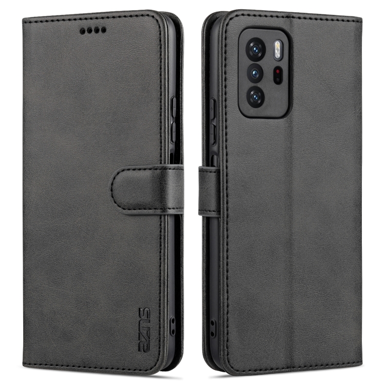 

For Xiaomi Redmi Note 10 Pro 5G AZNS Skin Feel Calf Texture Horizontal Flip Leather Case with Card Slots & Holder & Wallet(Black)