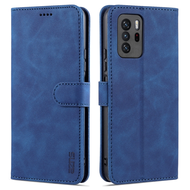 

For Xiaomi Redmi Note 10 Pro 5G AZNS Skin Feel Calf Texture Horizontal Flip Leather Case with Card Slots & Holder & Wallet(Blue)