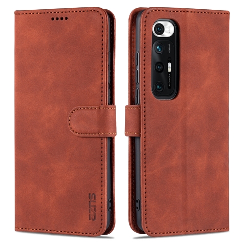 

For Xiaomi Mi 10S AZNS Skin Feel Calf Texture Horizontal Flip Leather Case with Card Slots & Holder & Wallet(Brown)