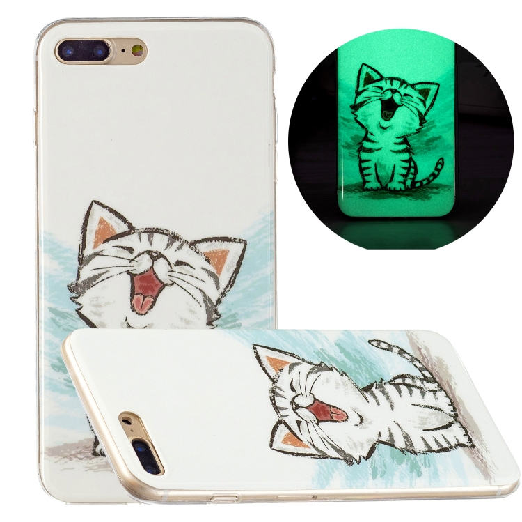 

Luminous TPU Pattern Soft Protective Case For iPhone 8 Plus / 7 Plus(Happy Cat)