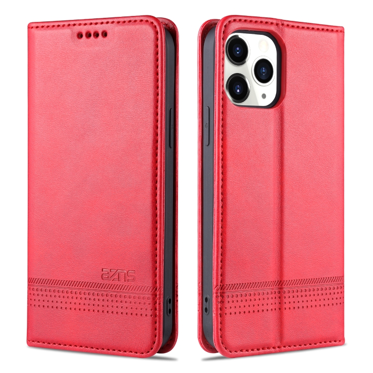

AZNS Magnetic Calf Texture Horizontal Flip Leather Case with Card Slots & Holder & Wallet For iPhone 13 Pro Max(Red)