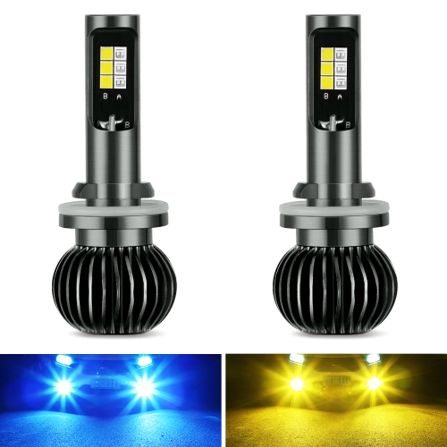 

2 PCS EV14 880 / 881 DC9-32V / 3000LM / 30W / 8000K+3000K IP65 Car LED Double Color Fog Light with 12LEDs CSP Lamp Beads(Ice Blue Light + Amber Light)