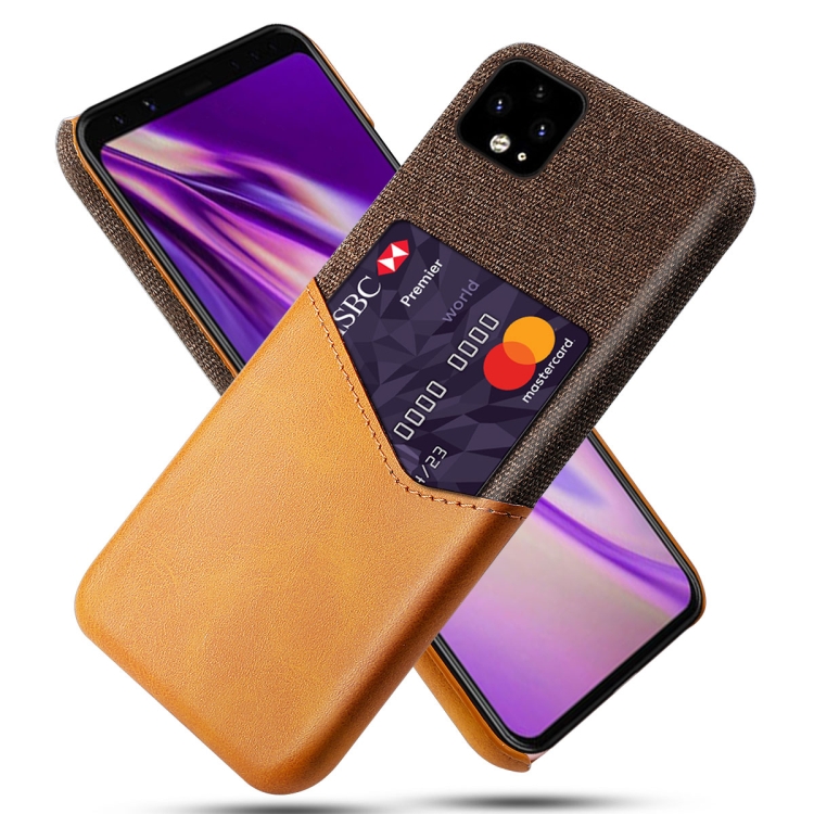

For Google Pixel 4 Cloth Texture PC + PU Leather Back Cover Shockproof Case with Card Slot(Orange)