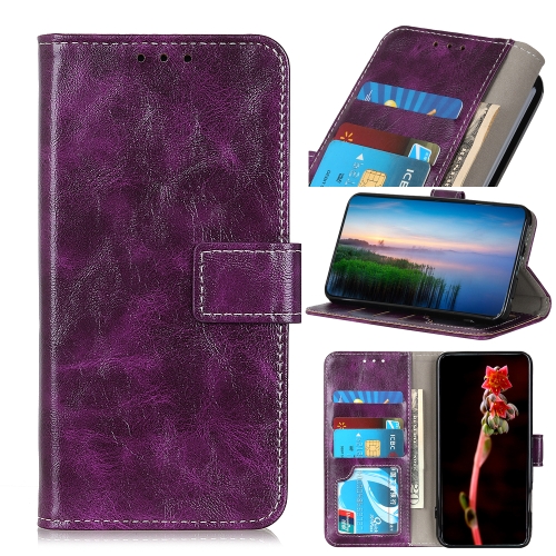 

For LG K50S Retro Crazy Horse Texture Horizontal Flip Leather Case with Holder & Card Slots & Photo Frame & Wallet(Purple)