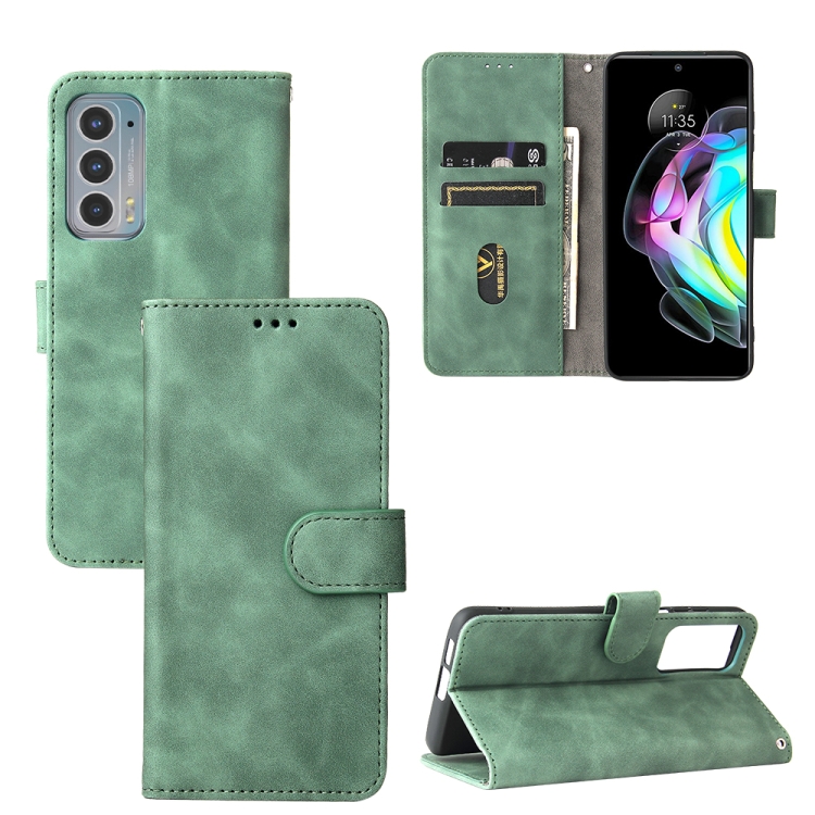 

For Motorola Edge 20 Solid Color Skin Feel Magnetic Buckle Horizontal Flip Calf Texture PU Leather Case with Holder & Card Slots & Wallet(Green)