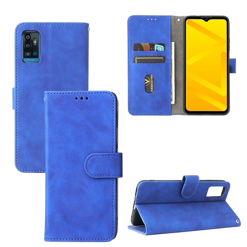 

For ZTE Blade A71 Solid Color Skin Feel Magnetic Buckle Horizontal Flip Calf Texture PU Leather Case with Holder & Card Slots & Wallet(Blue)