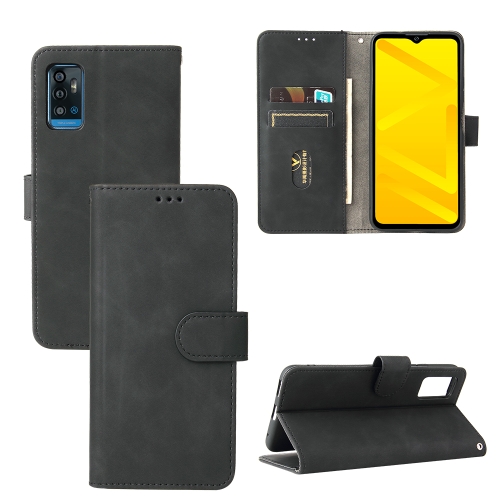 

For ZTE Blade A71 Solid Color Skin Feel Magnetic Buckle Horizontal Flip Calf Texture PU Leather Case with Holder & Card Slots & Wallet(Black)
