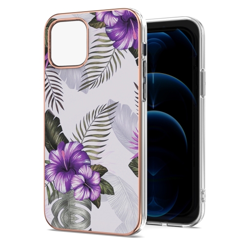 

Electroplating Pattern IMD TPU Shockproof Case For iPhone 13 Pro(Purple Flower)