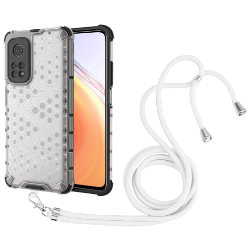 

For Xiaomi Mi 10T / 10T Pro Shockproof Honeycomb PC + TPU Case with Neck Lanyard(White)
