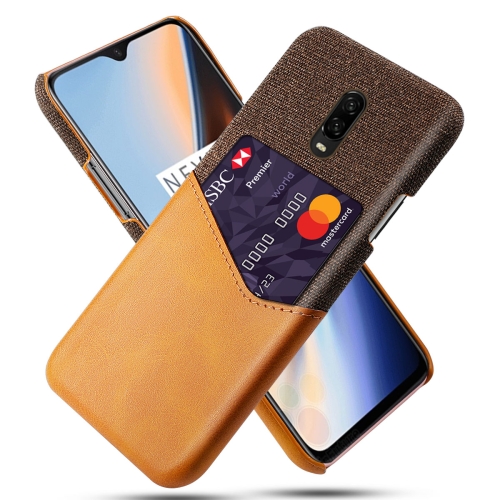 

For OnePlus 6T Cloth Texture PC + PU Leather Back Cover Shockproof Case with Card Slot(Orange)