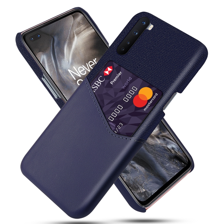 

For OnePlus Nord Cloth Texture PC + PU Leather Back Cover Shockproof Case with Card Slot(Blue)