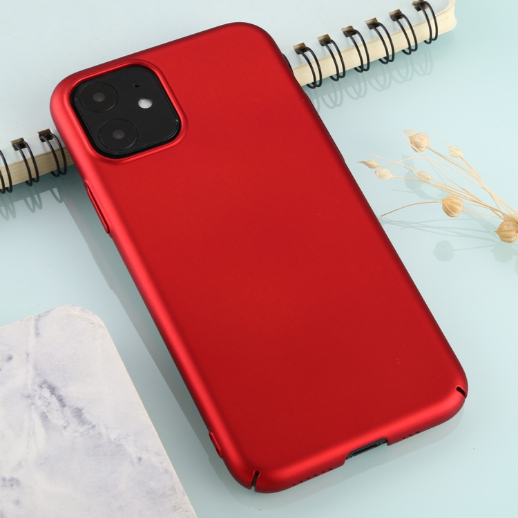 

For iPhone 11 Solid Color Plastic Protective Case(Red)