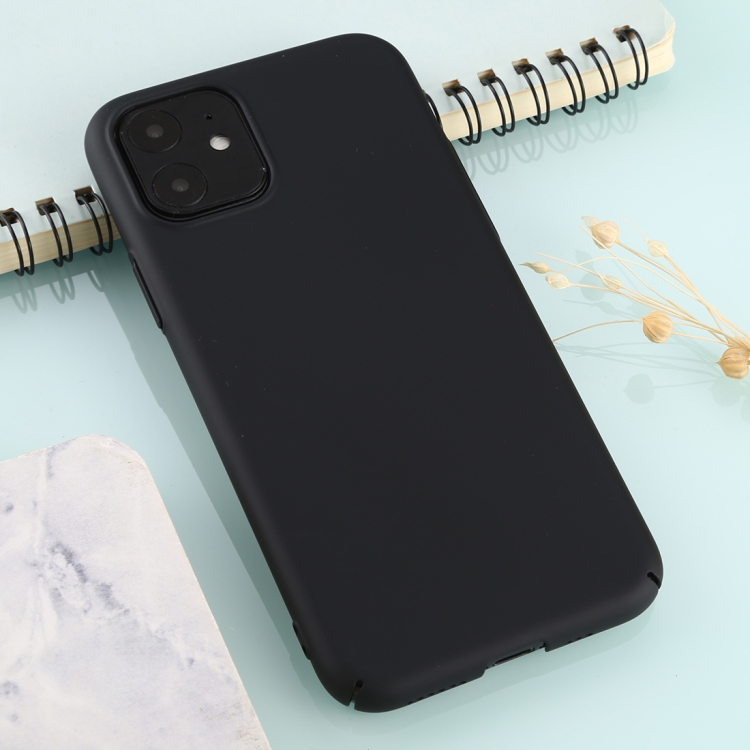

For iPhone 11 Solid Color Plastic Protective Case(Black)