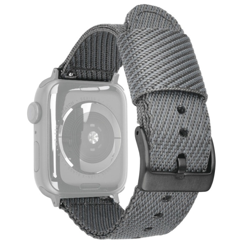 

Nylon Braid Black Buckle Replacement Strap Watchband For Apple Watch Series 6 & SE & 5 & 4 44mm / 3 & 2 & 1 42mm(Grey)