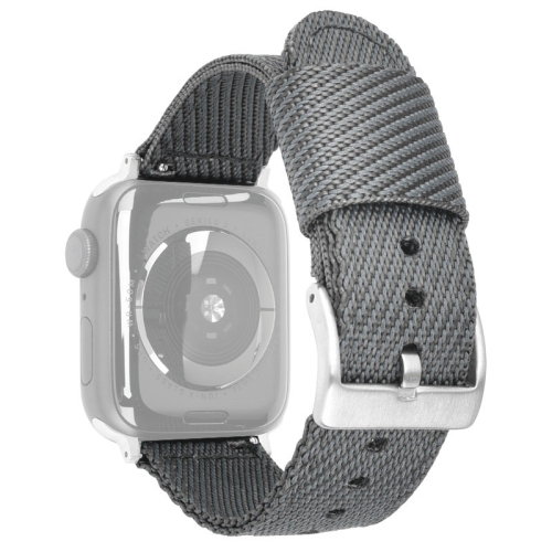 

Nylon Braid Silver Buckle Replacement Strap Watchband For Apple Watch Series 6 & SE & 5 & 4 40mm / 3 & 2 & 1 38mm(Grey)
