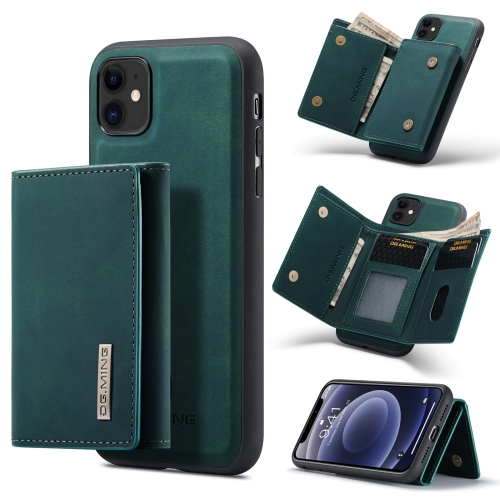 

DG.MING M1 Series 3-Fold Multi Card Wallet + Magnetic Back Cover Shockproof Case with Holder Function For iPhone 11(Green)