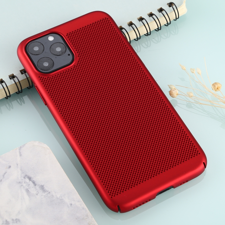 

For iPhone 11 Pro Max Mesh Solid Color Plastic Protective Case(Red)