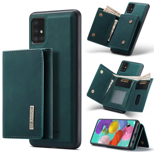 

For Samsung Galaxy A51 DG.MING M1 Series 3-Fold Multi Card Wallet + Magnetic Back Cover Shockproof Case with Holder Function(Green)