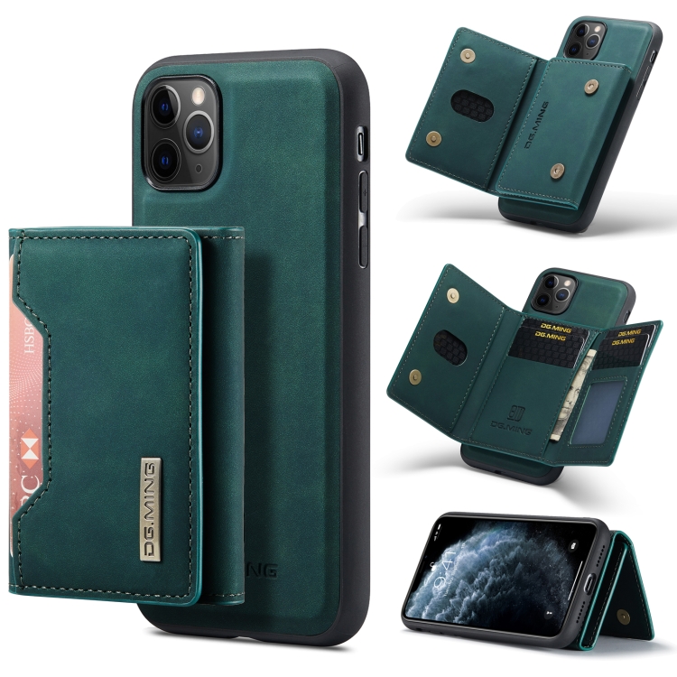 

DG.MING M2 Series 3-Fold Multi Card Bag + Magnetic Back Cover Shockproof Case with Wallet & Holder Function For iPhone 11 Pro(Green)