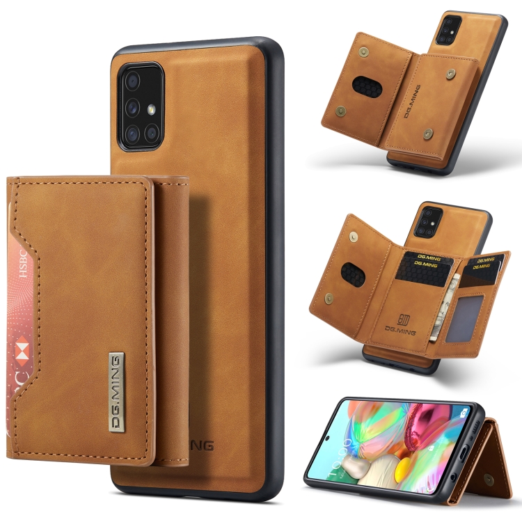 

For Samsung Galaxy A71 DG.MING M2 Series 3-Fold Multi Card Bag + Magnetic Back Cover Shockproof Case with Wallet & Holder Function(Brown)