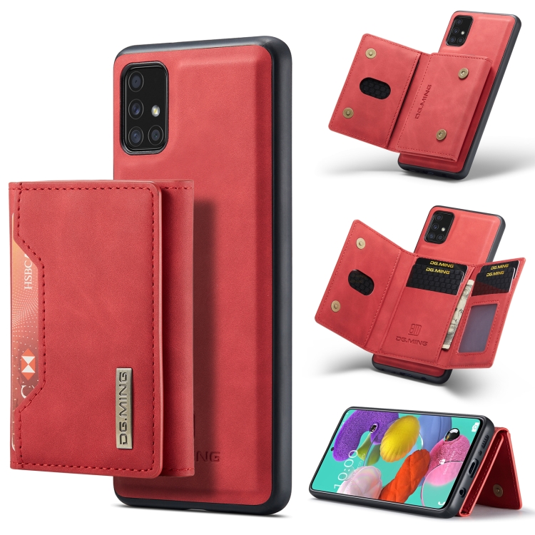 

For Samsung Galaxy A51 DG.MING M2 Series 3-Fold Multi Card Bag + Magnetic Back Cover Shockproof Case with Wallet & Holder Function(Red)
