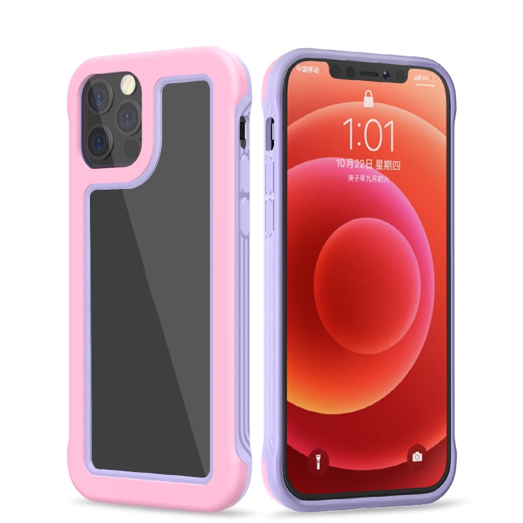 

Crystal PC + TPU Shockproof Case For iPhone 12 Pro Max(Cherry Pink + Purple)