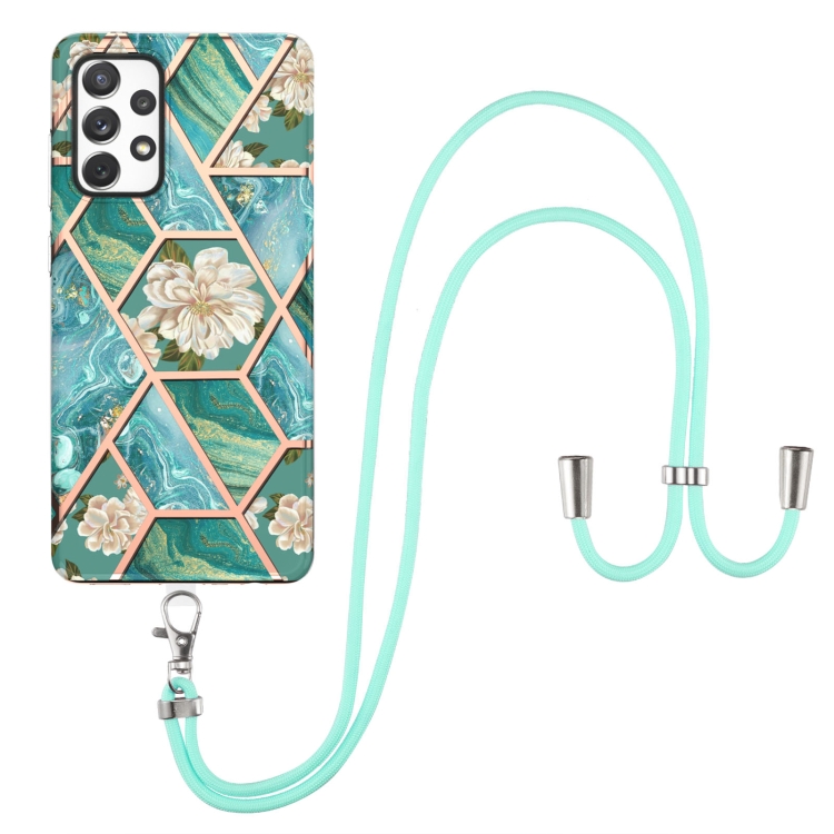 For Samsung Galaxy A72 5G / 4G Electroplating Splicing Marble Flower Pattern TPU Shockproof Case with Lanyard(Blue Flower)
For Samsung Galaxy A72 5G / 4G Electroplating Splicing Marble Flower Pattern TPU Shockproof Case with Lanyard(Blue Flower)