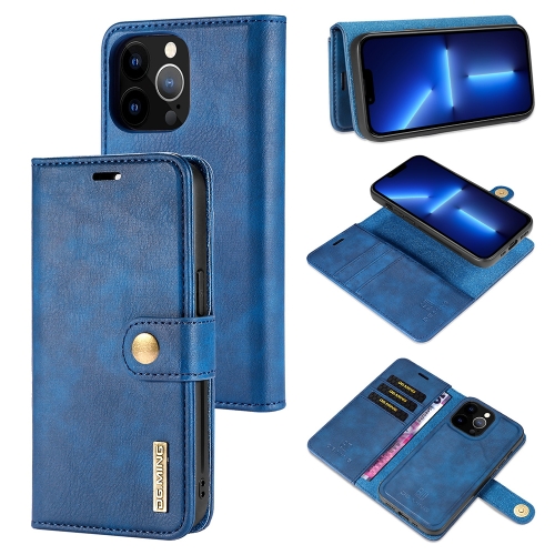 

DG.MING Crazy Horse Texture Flip Detachable Magnetic Leather Case with Holder & Card Slots & Wallet For iPhone 13 Pro(Blue)