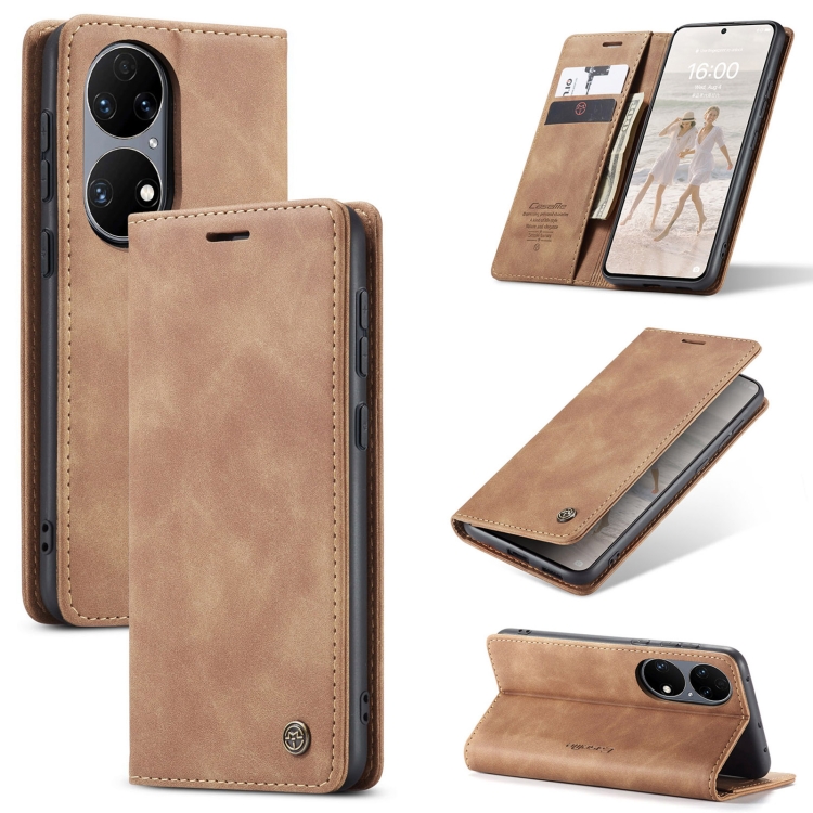 

CaseMe 013 Multifunctional Horizontal Flip Leather Case with Holder & Card Slot & Wallet For Huawei P50(Brown)