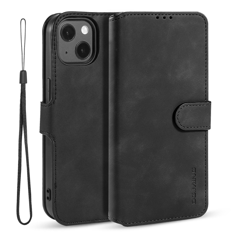 

DG.MING Retro Oil Side Horizontal Flip Leather Case with Holder & Card Slots & Wallet For iPhone 13 mini(Black)