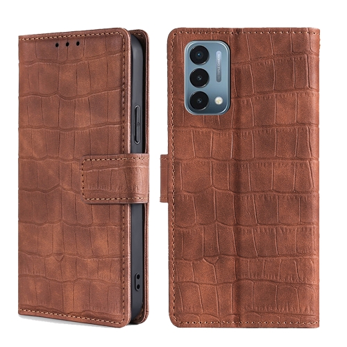 

Skin Feel Crocodile Texture Magnetic Clasp Horizontal Flip PU Leather Case with Holder & Card Slots & Wallet For OnePlus Nord N200 5G(Brown)