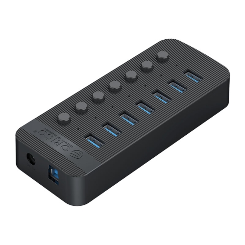 

ORICO CT2U3-7AB-BK 7 In 1 Plastic Stripes Multi-Port USB HUB with Individual Switches, US Plug(Black)