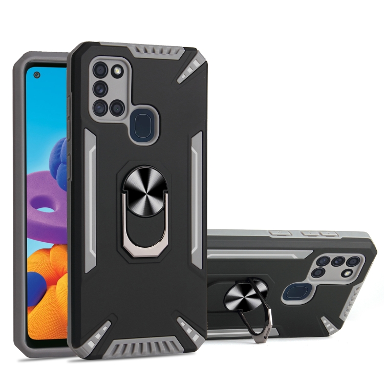 

For Samsung Galaxy A21s PC + TPU Protective Case with 360 Degrees Rotatable Ring Holder(Gray)