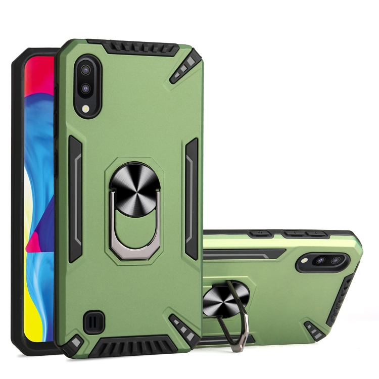 

For Samsung Galaxy M10 PC + TPU Protective Case with 360 Degrees Rotatable Ring Holder(Dark Green)