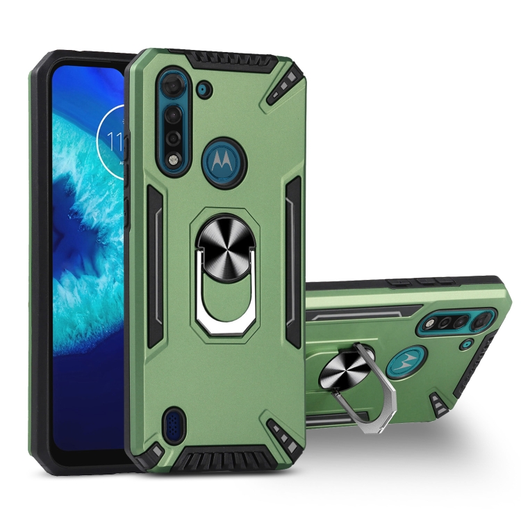 

For Motorola Moto G8 Power Lite PC + TPU Protective Case with 360 Degrees Rotatable Ring Holder(Dark Green)