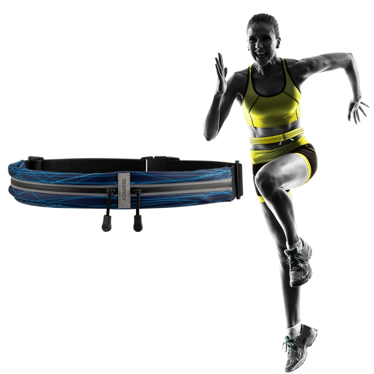 

MOMAX SR27G XFIT Double Compartment Sports Waist Bag with Reflective Strip & Earphone Hole(Striped Green)
