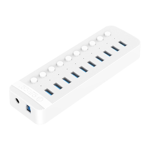 

ORICO CT2U3-10AB-WH 10 In 1 Plastic Stripes Multi-Port USB HUB with Individual Switches, UK Plug(White)