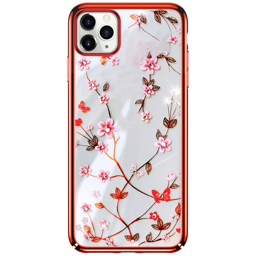 

For iPhone 11 SULADA Flower Pattern Plating Diamond PC Protective Case(Red)