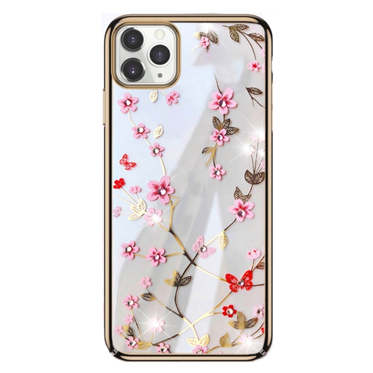 

For iPhone 11 SULADA Flower Pattern Plating Diamond PC Protective Case(Gold)
