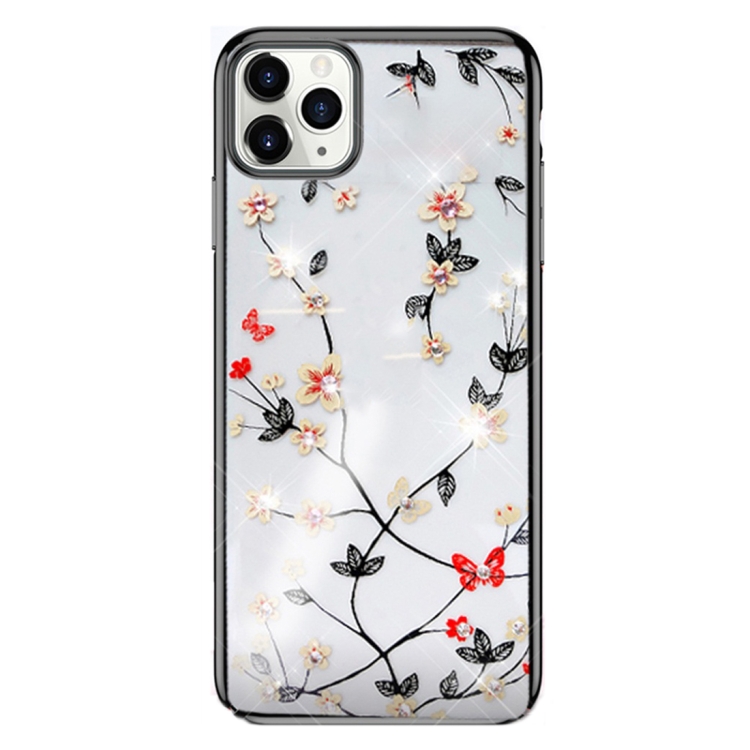 

For iPhone 11 Pro Max SULADA Flower Pattern Plating Diamond PC Protective Case(Black)